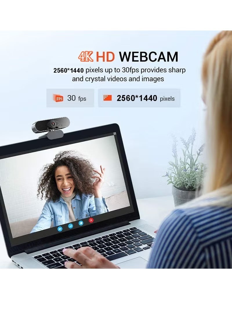 ZetRA USB Computer Webcam Built-in Microphone Web HD Digital Live Desktop Laptop Online Class Video Conferencing（4K） - Image 2